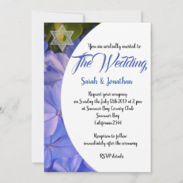 Invitación a la boda judía con flores azules