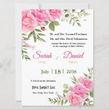Invitación a la boda judía de Chiffon Roses rosado