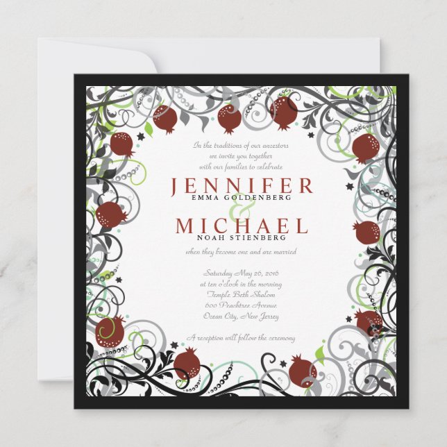 Invitación a la boda judía granada (Anverso)