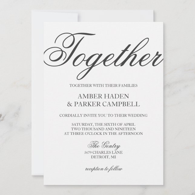 Invitación a la boda| Juntos (Anverso)