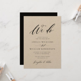 invitación a la boda kraft de escritura elegante