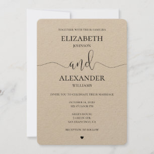 Invitación a la boda kraft moderna. Invitación sim