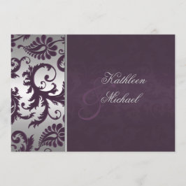 Invitación a la boda Lapis Purple y Silver Damask