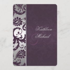 Invitación a la boda Lapis Purple y Silver Damask