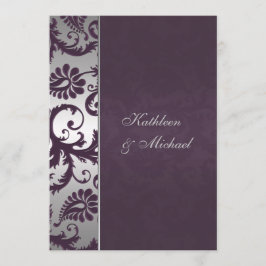 Invitación a la boda Lapis Purple y Silver Damask