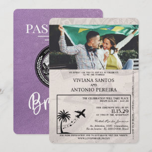 Invitación a la boda Lavender Purple Brazil