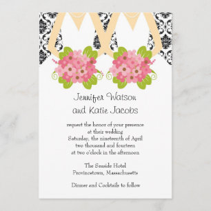 Invitación a la boda lesbiana Damask