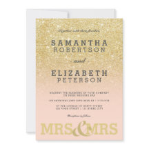 Invitación a la boda lésbica rosa rosada, purpurin