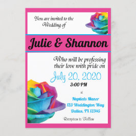 Invitación a la boda LGBT de Rosas Multicolor