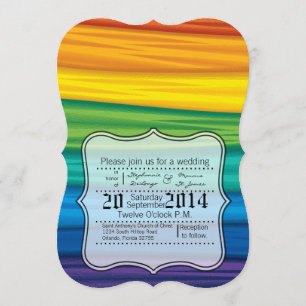 Invitación a la boda lgbtq bandera arcoíris lesbia