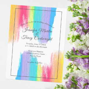 Invitación a la boda LGBTQ con color de arcoiris d