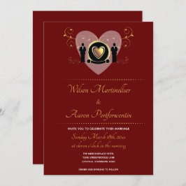 Invitación a la boda LGBTQ para hombres de Borgoña