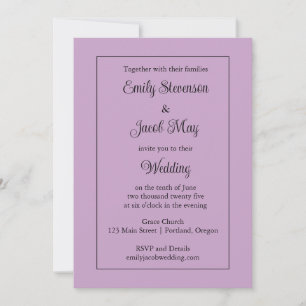 Invitación a la boda líaca minimalista