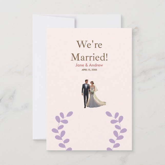 Invitación a la boda ligera y cómoda, impresa (Anverso)