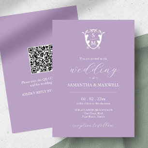 Invitación a la boda Lilac con código QR
