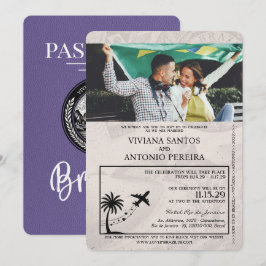 Invitación a la boda Lilac Purple Brazil Passport