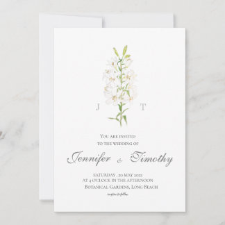 Invitación a la boda Lilia blanca botánica
