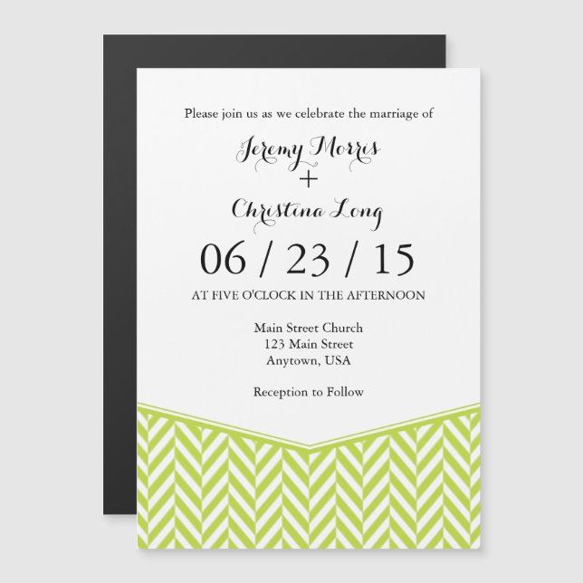 Invitación a la boda Lime Green Magnetic Herringbo (Anverso/Reverso)
