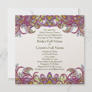 Invitación a la boda Lime Green y Raspberry Damask