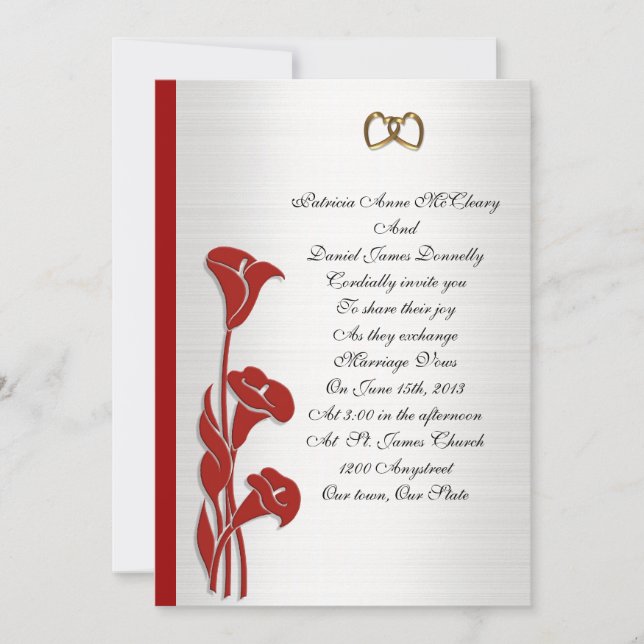 Invitación a la boda lirio rojo (Anverso)