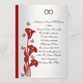 Invitación a la boda lirio rojo y mariposas