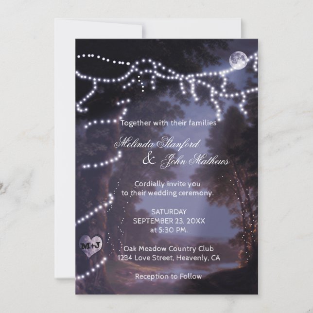 Invitación a la boda | Luces de árbol (Anverso)
