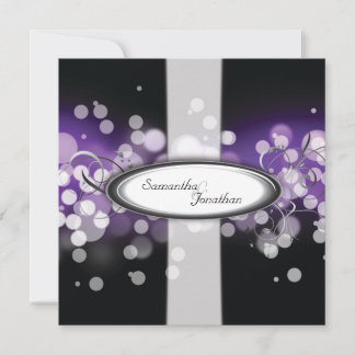 Invitación a la boda Luces luminosas negras monogr