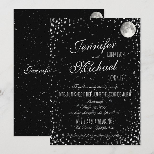 Invitación a la boda | Luna de noche estrellada ne (Anverso / Reverso)