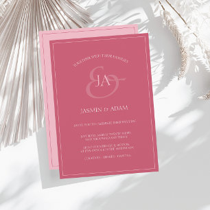 Invitación a la boda magenta rosada en monograma s