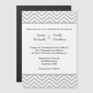 Invitación a la boda magnética de Chevron gris