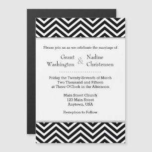 Invitación a la Boda Magnética de Chevron Negro