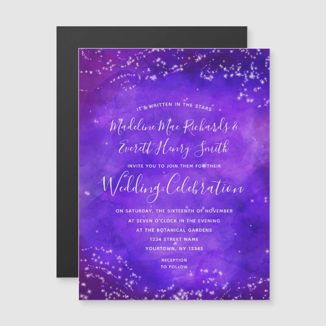 Invitación a la Boda Magnética de Galaxia Noche St (Anverso/Reverso)