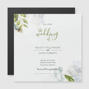 Invitación a la Boda Magnética de la Floral Leafy
