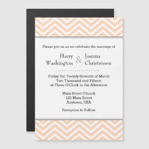Invitación a la boda magnética de Peach Chevron