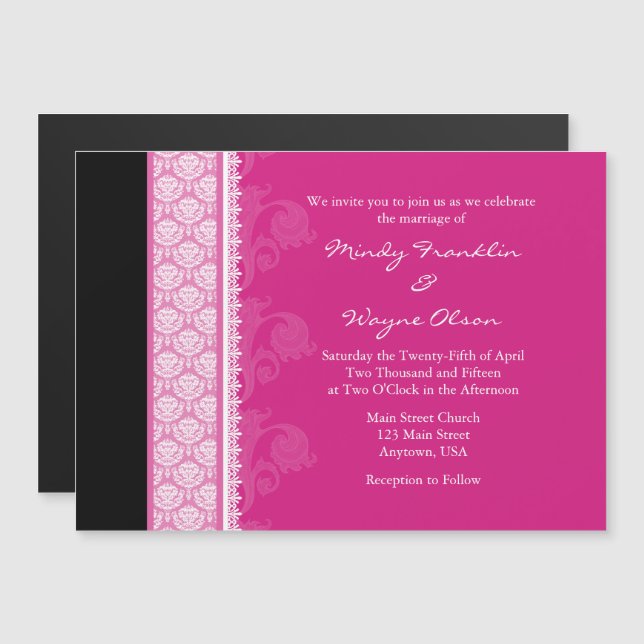 Invitación a la boda magnética moderna de color ro (Anverso/Reverso)