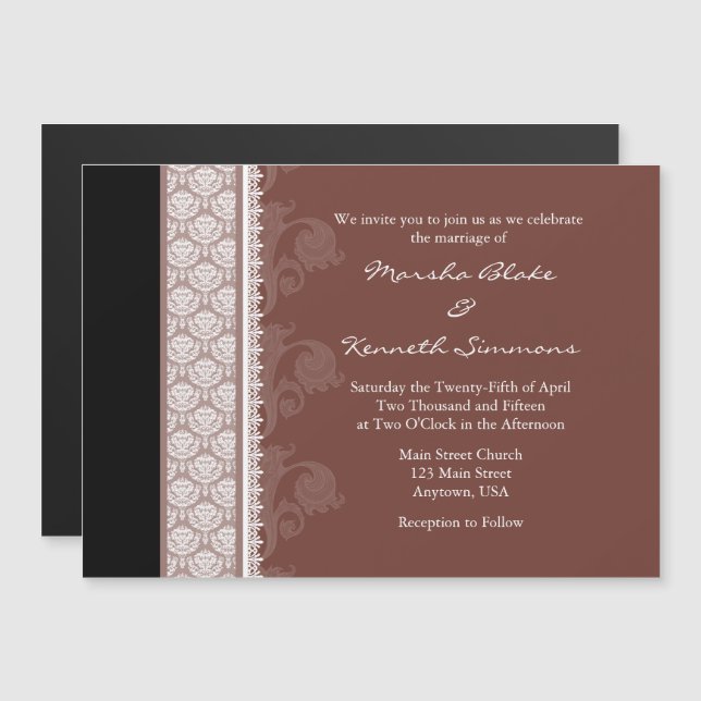 Invitación a la boda magnética moderna y negra mar (Anverso/Reverso)