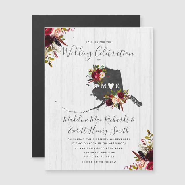 Invitación a la boda magnética rusa del estado de  (Anverso/Reverso)
