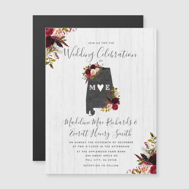 Invitación a la boda magnética rusa del estado de  (Anverso/Reverso)