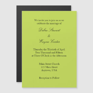 Invitación a la boda magnética simple Lime Green