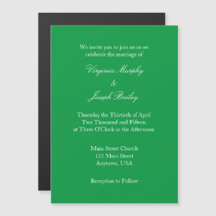 Invitación a la boda magnética simple y llana verd