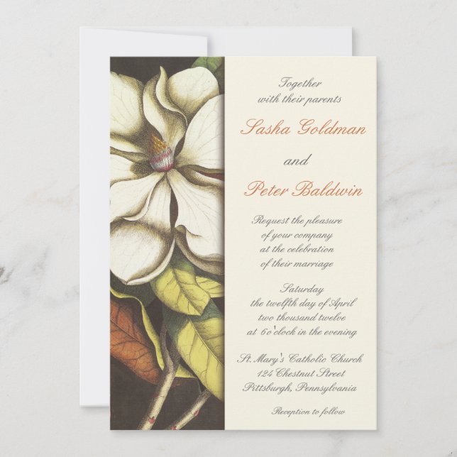 Invitación a la boda Magnolia Blossom (Anverso)