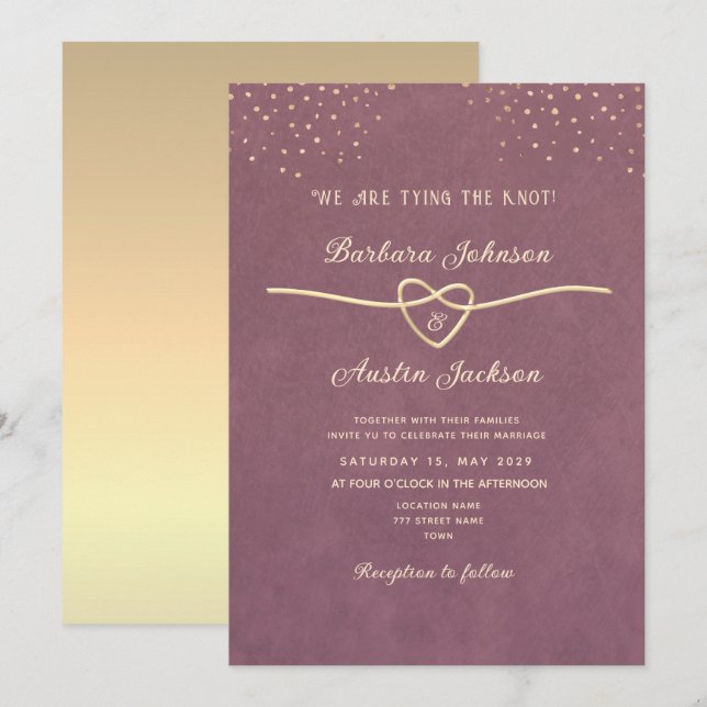 Invitación a la boda malva morada mínima moderna (Anverso / Reverso)