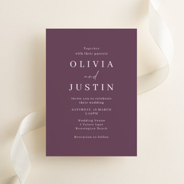 Invitación a la boda malva morada moderna (Subido por el creador)
