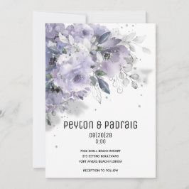 Invitación a la boda malva plateada