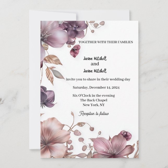 Invitación a la boda malva y dolosa (Anverso)