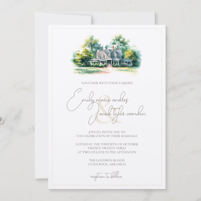 Invitación a la boda - Mano del sur en acuarela (Anverso)