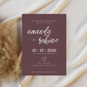 Invitación a la boda manuscrita de escritura minim