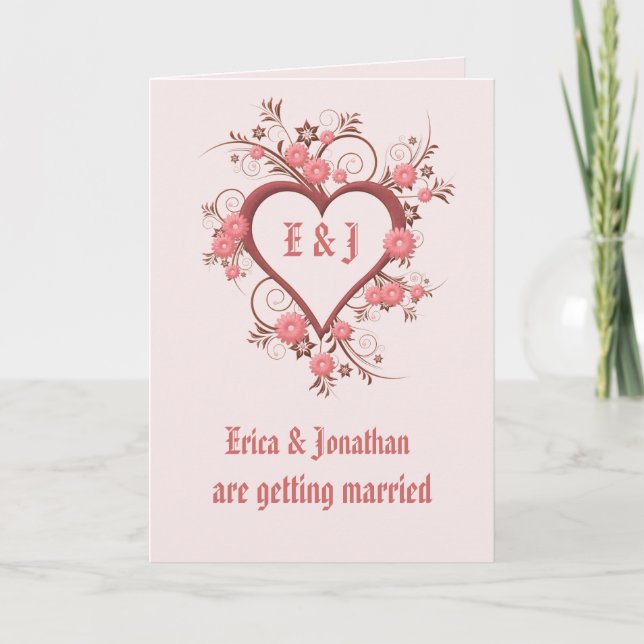 Invitación a la boda, marco elegante del corazón (Anverso)