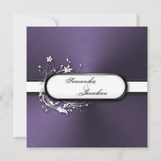 Invitación a la boda Marco floral metálico negrita
