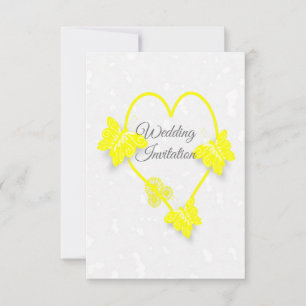 Invitación a la boda Mariposas del corazón amarill